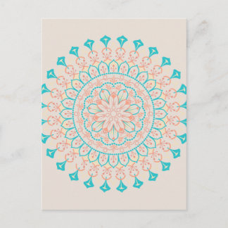 Abstrakt Pastel Färg Mandala Vykort