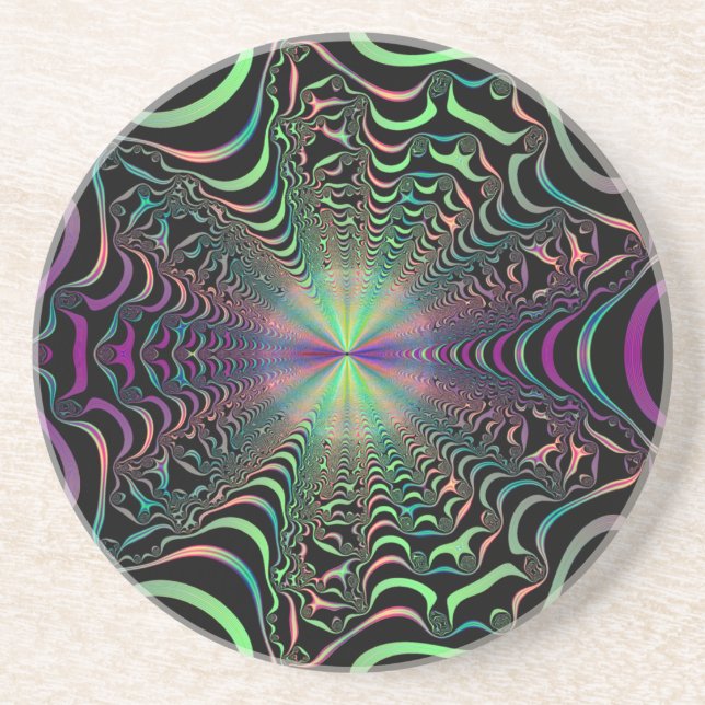 Abstrakt Pastel Fractal Webben Sandstone Underlägg Sandsten (Framsidan)