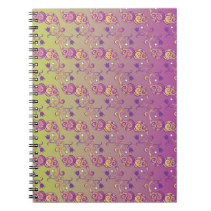Abstrakt Pastel Grönt och Rosa Paisley Blommigt Anteckningsbok Med Spiral