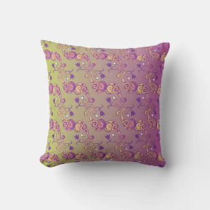 Abstrakt Pastel Grönt och Rosa Paisley Blommigt Kudde