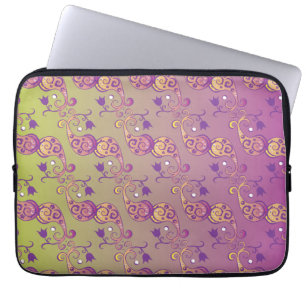 Abstrakt Pastel Grönt och Rosa Paisley Blommigt Laptop Fodral