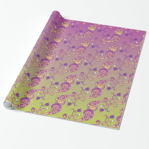 Abstrakt Pastel Grönt och Rosa Paisley Blommigt Presentpapper