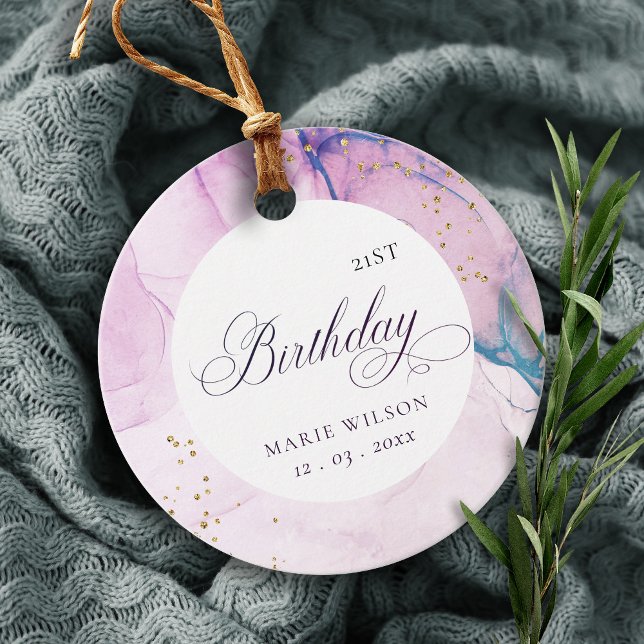 Abstrakt Pastel Lila Blue Teal any age Birday Gåvor Etiketter (Skapare uppladdad)