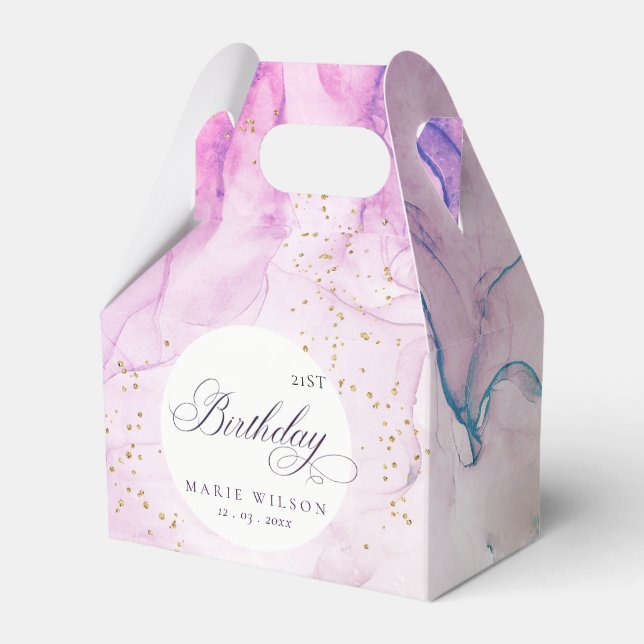 Abstrakt Pastel Lila Blue Teal any age Birday Presentaskar (Framsidan Sidan)