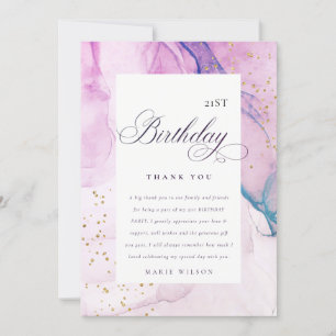 Abstrakt Pastel Lila Blue Teal any age Birday Tack Kort