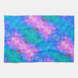 Abstrakt Pastel Paint Blue, Rosa, Aqua Kökshandduk