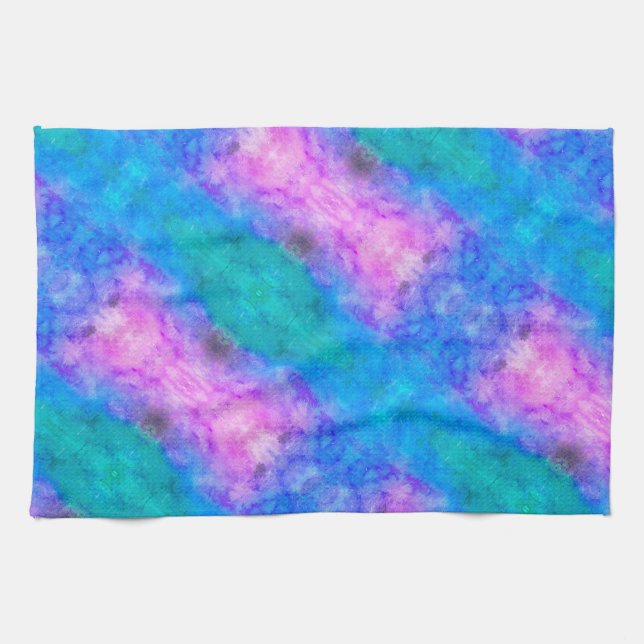 Abstrakt Pastel Paint Blue, Rosa, Aqua Kökshandduk (Horisontell)