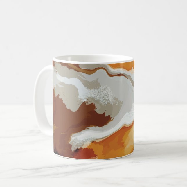 Abstrakt Pastel Paint Fox Svan Edition Kaffemugg (Framsida vänster)