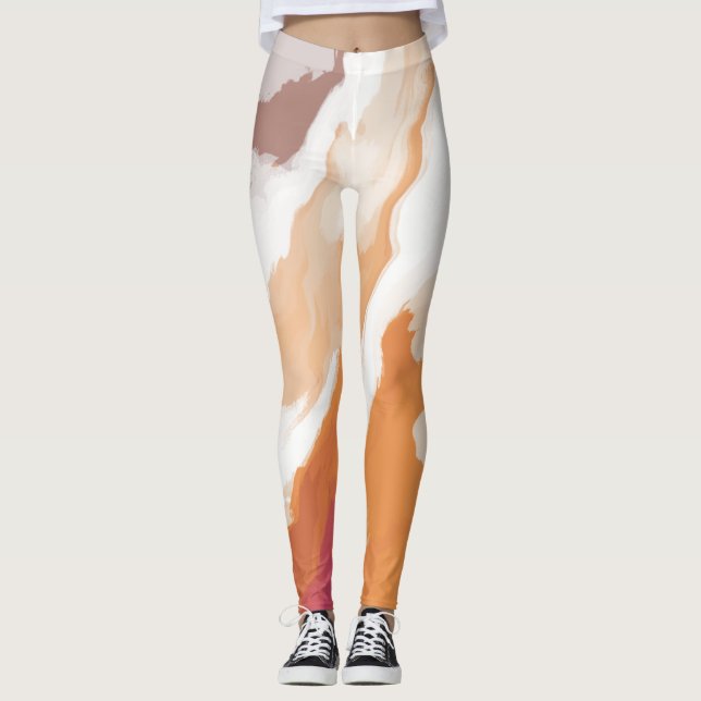 Abstrakt Pastel Paint Ginger Foam Edition Leggings (Framsida)