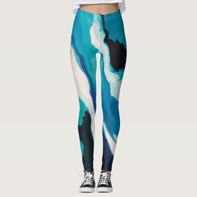 Abstrakt Pastel Paint Lagoon Edition Leggings (Framsida)