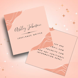 Abstrakt Pastel Peach Färg Freelance Writer Boho Fyrkantigt Visitkort