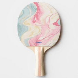 Abstrakt Pastel Print Ping Pong Paddle med Namn Pingisracket