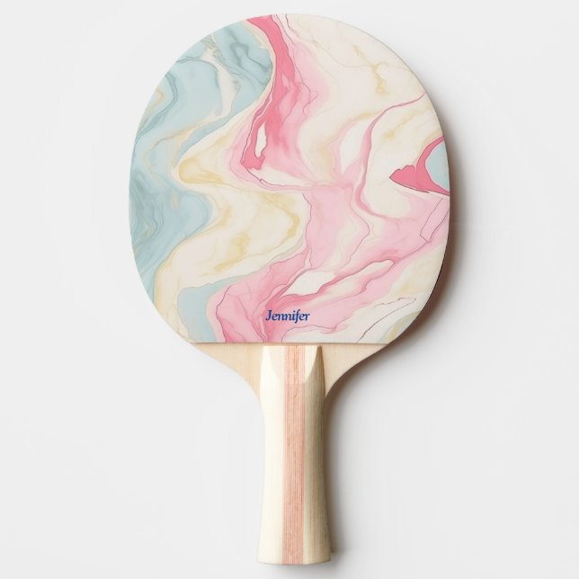 Abstrakt Pastel Print Ping Pong Paddle med Namn Pingisracket (Framsidan)