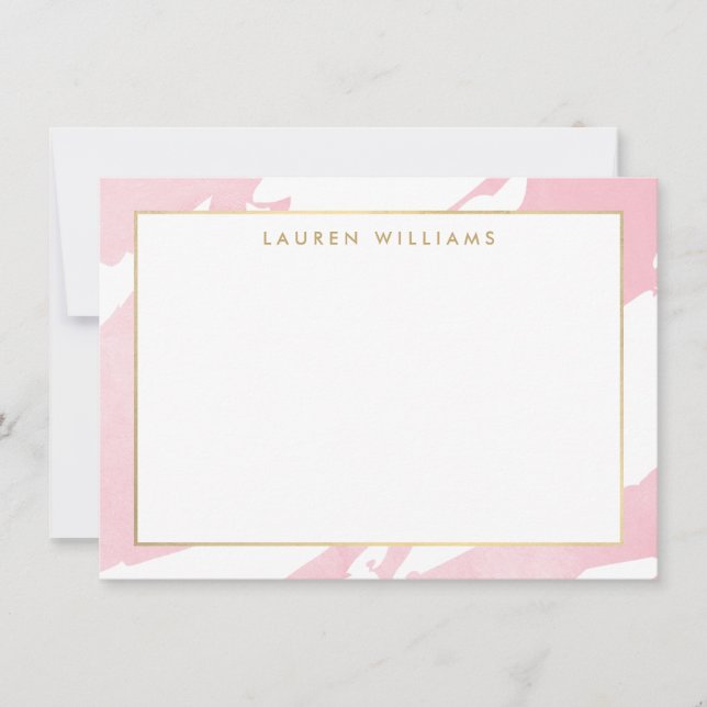 Abstrakt Pastel Rosa Brushstrokes Flat Notecard Anteckningskort (Framsida)