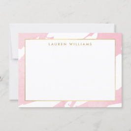 Abstrakt Pastel Rosa Brushstrokes Flat Notecard Anteckningskort