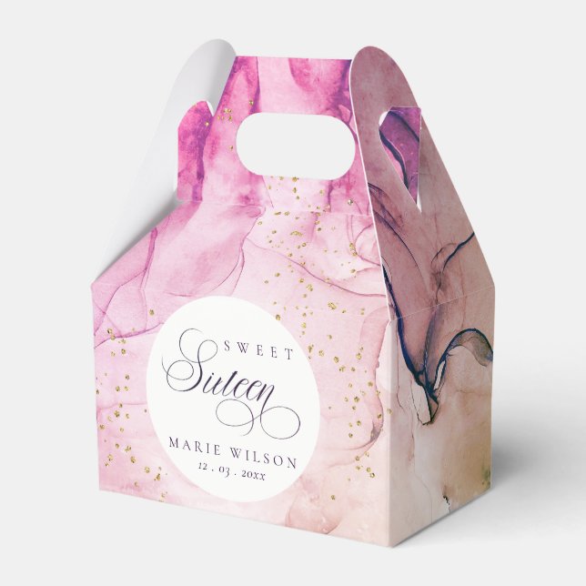 Abstrakt Pastel Rosa Lila Navy Sweet 16 Birthday Presentaskar (Framsidan Sidan)