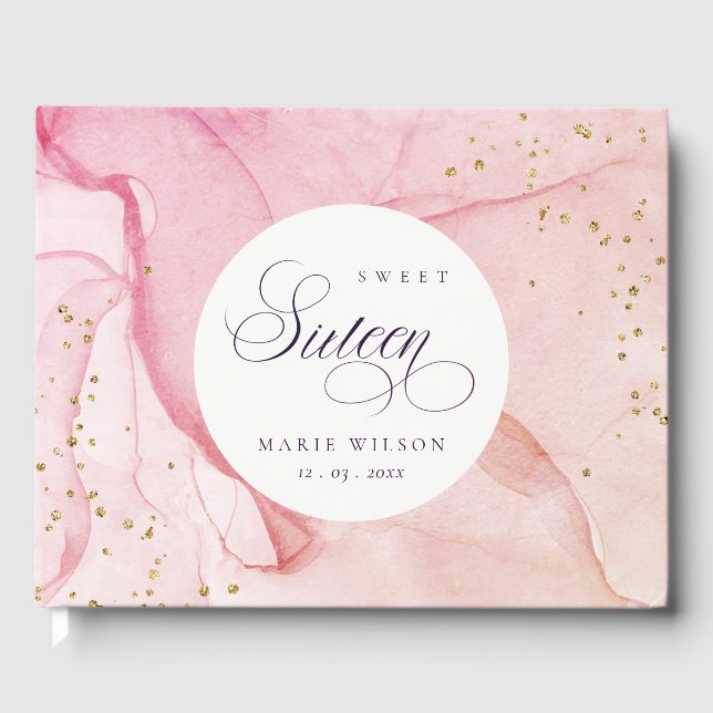 Abstrakt Pastel Rosa Lila Sweet 16 Birthday Gästböcker (Framsida)