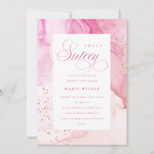 Abstrakt Pastel Rosa Lila Sweet 16 Birthday Inbjudningar
