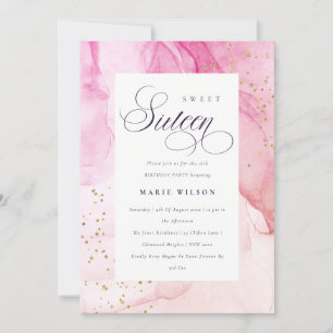 Abstrakt Pastel Rosa Lila Sweet 16 Birthday Inbjudningar
