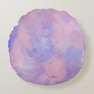Abstrakt Pastel Rosa och Blue Rund Kudde