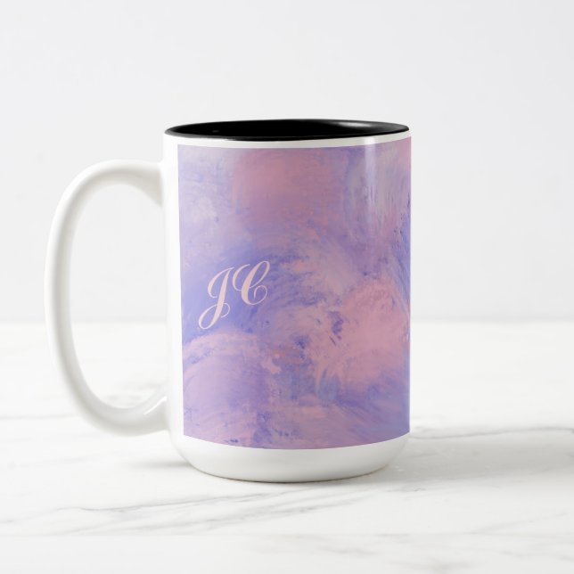 Abstrakt Pastel  Rosa och Blue Två-Tonad Mugg (Vänster)