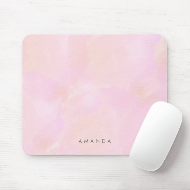 Abstrakt Pastel Rosa Peach Watercolor Personalize Musmatta (Med mus)