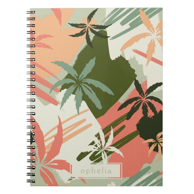 Abstrakt Pastel Summer Handflatan Träd Mönster Anteckningsbok (Framsidan)