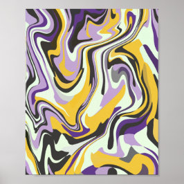 Abstrakt Pastel Swirl med Gult och Lila Poster