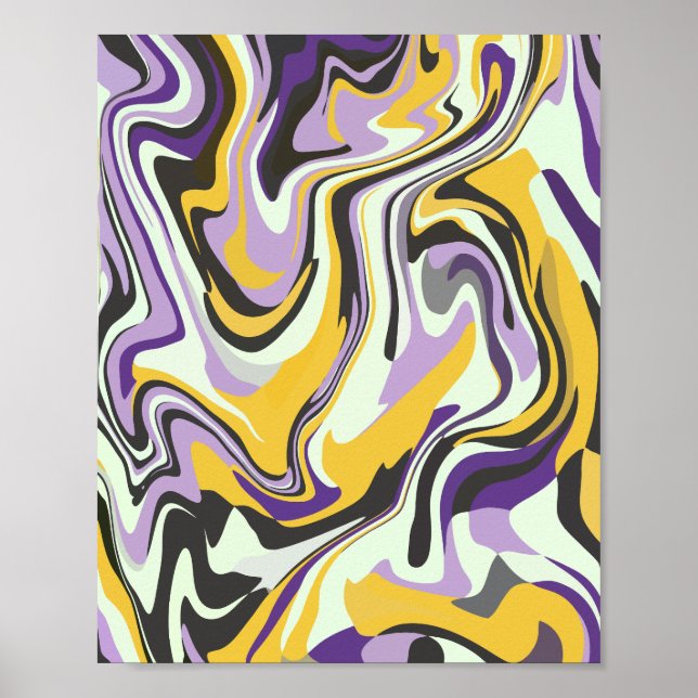 Abstrakt Pastel Swirl med Gult och Lila Poster (Framsidan)