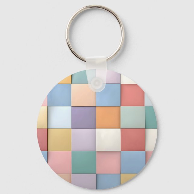 Abstrakt Pastel Tile Wall Mönster Nyckelring (Framsida)