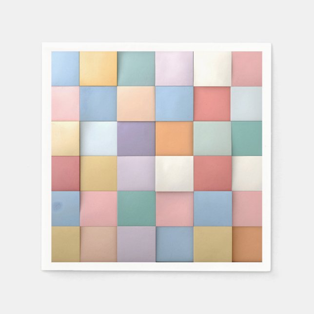 Abstrakt Pastel Tile Wall Mönster Pappersservett (Framsidan)