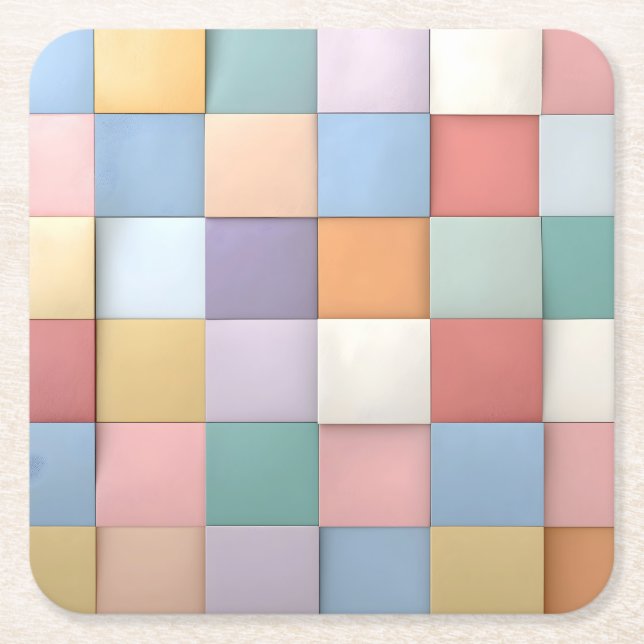 Abstrakt Pastel Tile Wall Mönster Underlägg Papper Kvadrat (Framsidan)