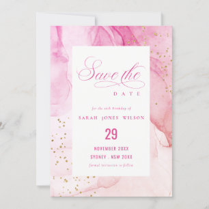 Abstrakt Pastel Watercolor Rosa Lila Birthday Spara Datumet