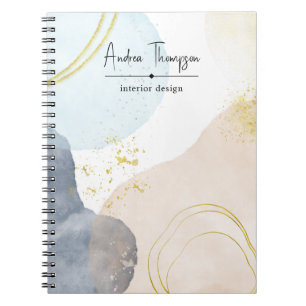 Abstrakt Pastel Watercolor Shapes Gold Foil Anteckningsbok