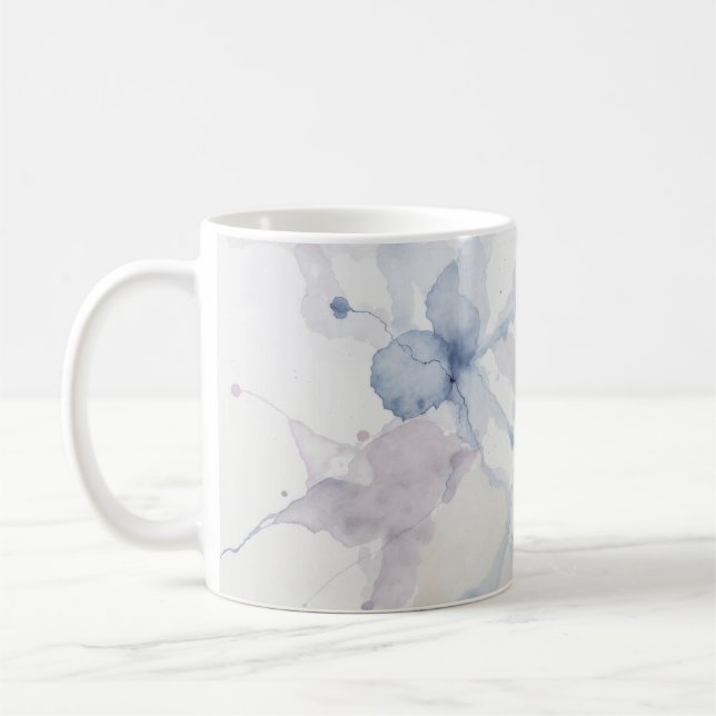 Abstrakt Pastell Blå Och Lila Fluid Bläckstänk Kaffemugg (Vänster)