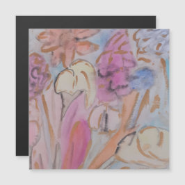 Abstrakt Pastell Blommig Magnetkort