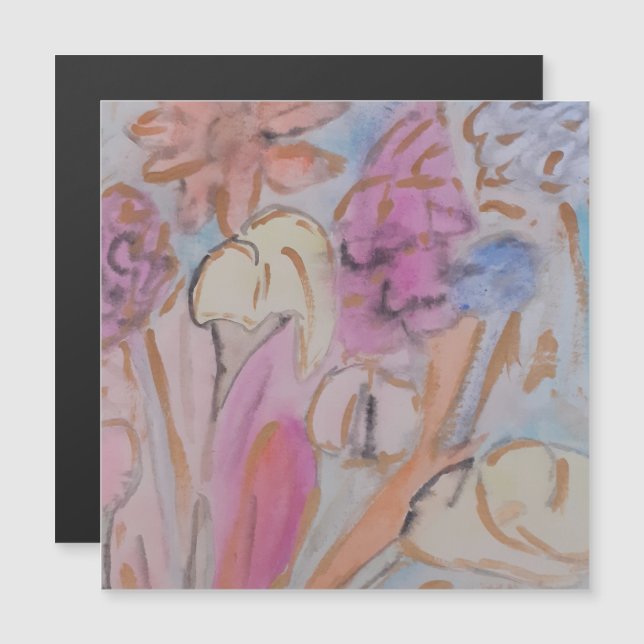 Abstrakt Pastell Blommig Magnetkort (Fram/baksida)