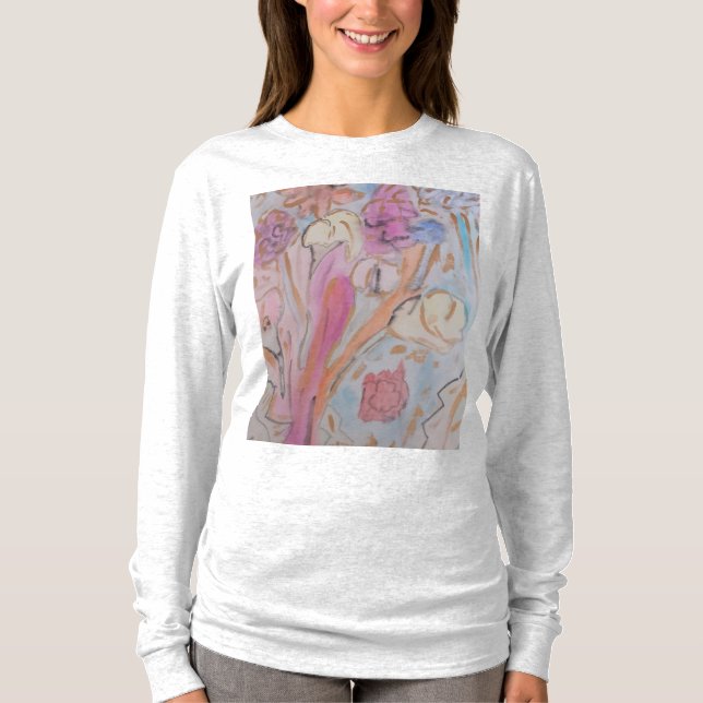 Abstrakt Pastell Blommig T Shirt (Framsida)