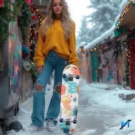Abstrakt Pastell Explosion med Samtida Konst Mini Skateboard Bräda 18,5 Cm