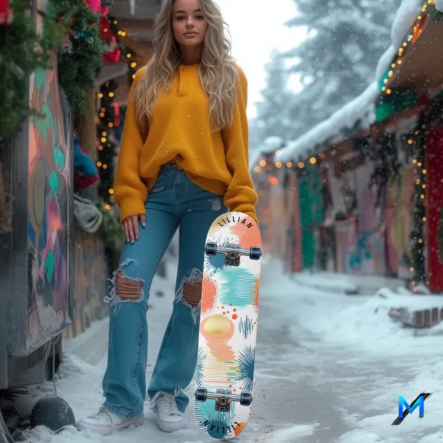 Abstrakt Pastell Explosion med Samtida Konst Mini Skateboard Bräda 18,5 Cm (Skapare uppladdad)