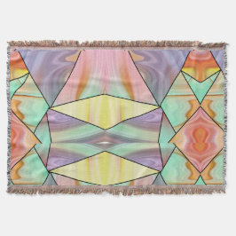 Abstrakt Pastell Färgad Flytande Marmor Geometrisk Filt