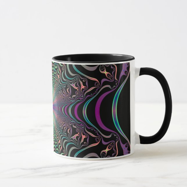 Abstrakt Pastell Fraktal Webb Keramisk Mugg (Höger)
