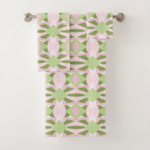 Abstrakt Pastell Grön Och Rosa Geometrisk Mönster