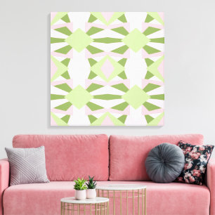 Abstrakt Pastell Grön Och Rosa Geometrisk Mönster Canvastryck