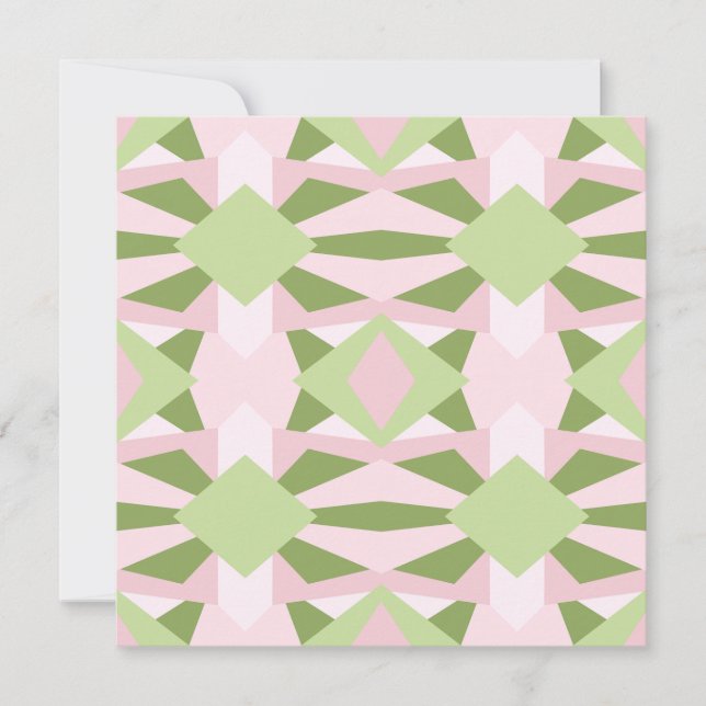 Abstrakt Pastell Grön Och Rosa Geometrisk Mönster Kort (Framsida)