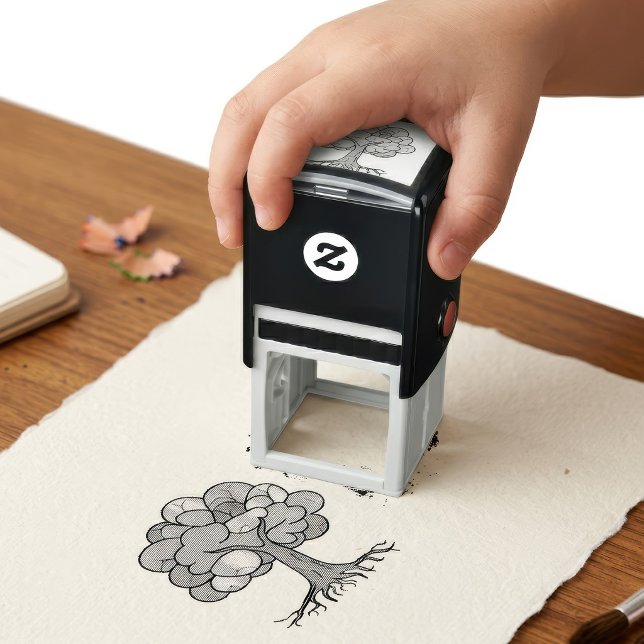 Abstrakt Pastell Hjärna Träd Konsttryck Självfärgande Stämpel (Abstract Pastel Brain Tree Art Print. Self-inking Stamp)