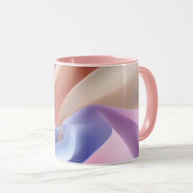 Abstrakt Pastell Tygflöde med Sköna Kurvor Mugg (Framsida höger)