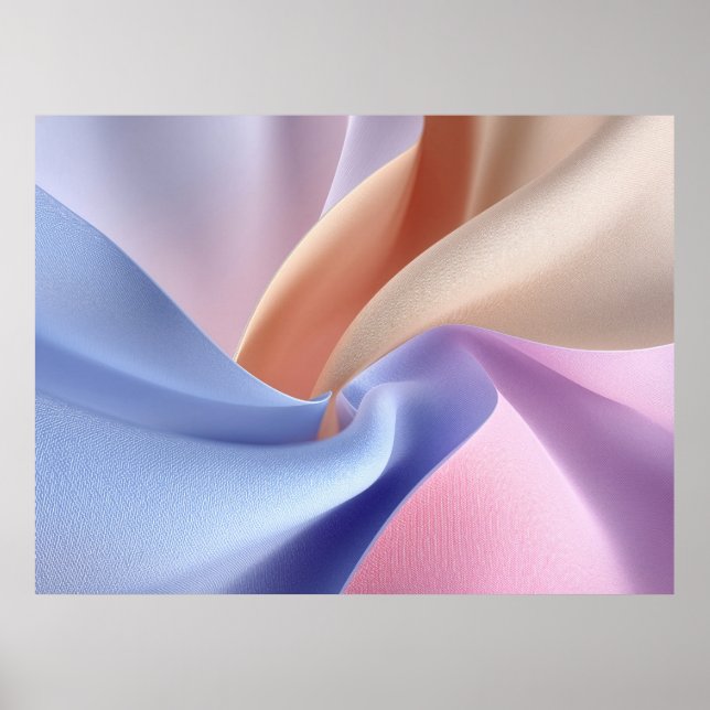 Abstrakt Pastell Tygflöde med Sköna Kurvor Poster (Framsidan)