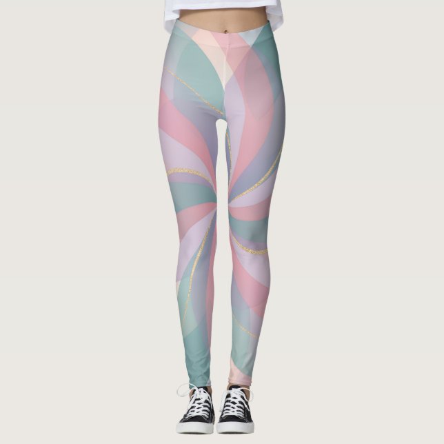 Abstrakt pastellfärgad legging (Framsida)