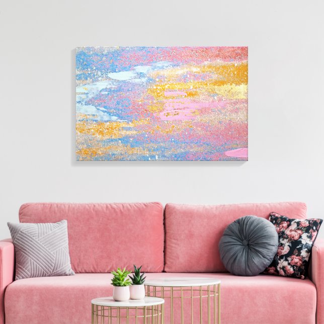 abstrakt pastellfärgstruktur med guldflingor canvastryck (Insitu (Vardagsrum))